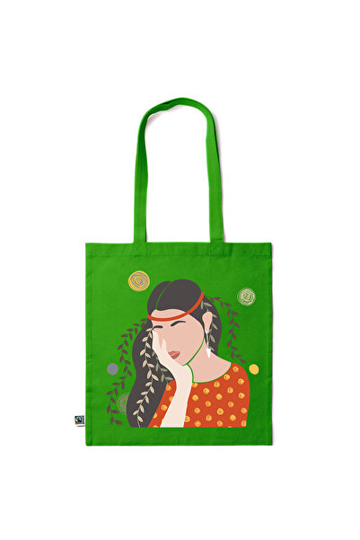 Intelli ® Eco-friendly Cotton shopping bag with long handles, Floral Girl, 38...