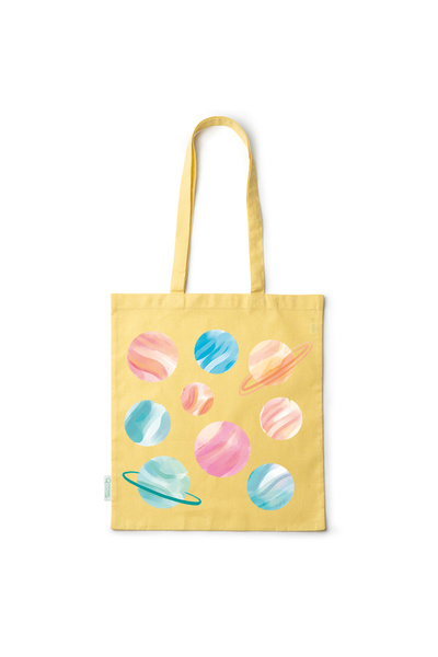 Intelli ®   Οικολογική βαμβακερή τσάντα αγορών με μακριά χερούλια, Πλανήτες, ...