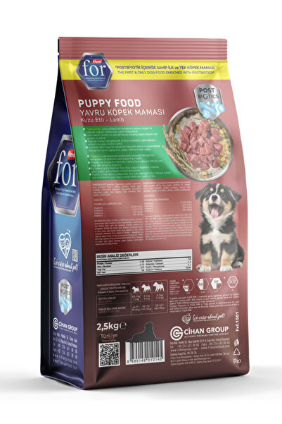 FlexiFor Kuzu Etli Yavru Köpek Maması - Postbiyotik İçerikli Sindirim Destekleyici - 2,5 Kg