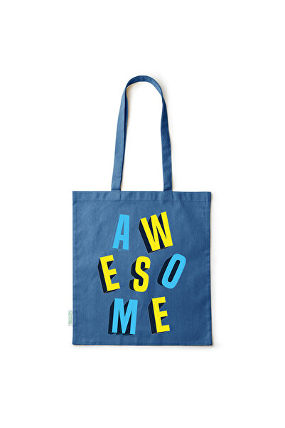 Intelli ® Eco-friendly Cotton shopping bag with long handles, Awesome, 38×42cm