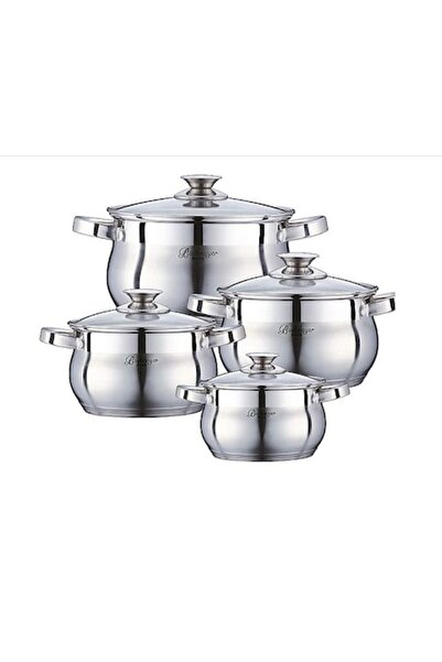 Bachmayer Set of Cooking Pots Stainless Steel with Glass Lid 4 Pieces