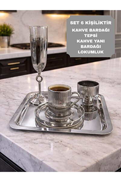 isra kristal 6-Person Silver Coffee Presentation Set – Silver Coffee Cup, Tur...
