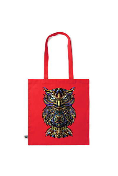 Intelli ®   Οικολογική βαμβακερή τσάντα αγορών με μακριά χερούλια, Κουκουβάγι...