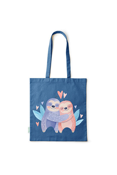 Intelli ® Eco-friendly Cotton shopping bag with long handles, Sloth Love, 38×...
