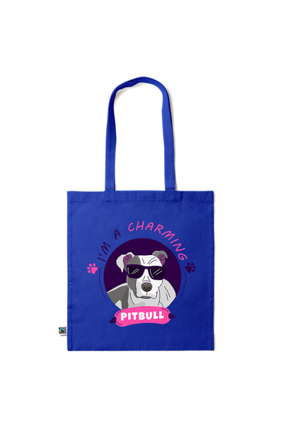 Intelli ®   Οικολογική βαμβακερή τσάντα αγορών με μακριά χερούλια, Pitbull, 3...