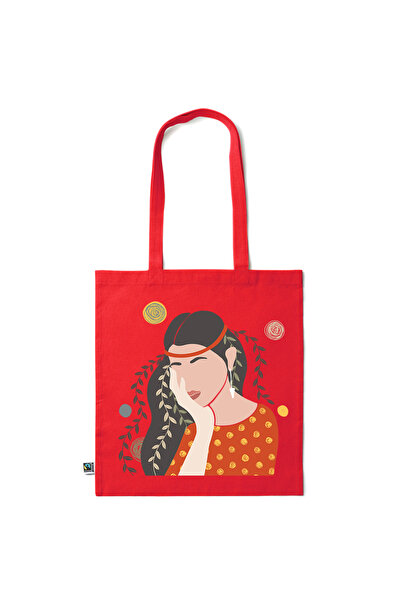 Intelli ®   Οικολογική βαμβακερή τσάντα αγορών με μακριά χερούλια, Φλοράλ Κορ...