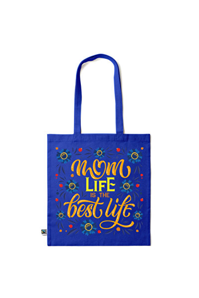 Intelli ®   Οικολογική βαμβακερή τσάντα αγορών με μακριά χερούλια, Mom Life -...