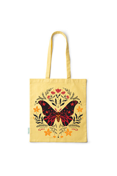 Intelli ® Eco-friendly Cotton shopping bag with long handles, Butterfly with ...