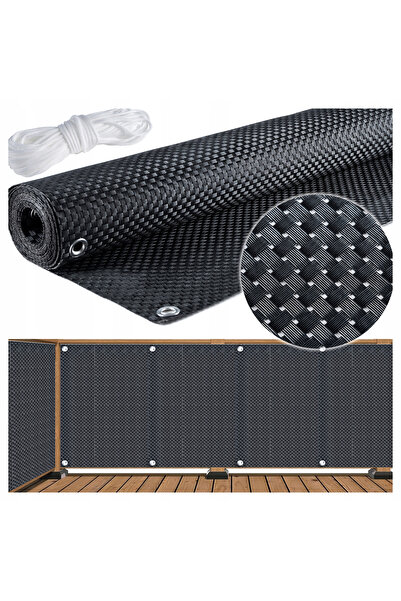 SERSIMO Ανθεκτικό παραβάν μπαλκονιού από πολυρατάν, 500x90 εκ., μαύρο