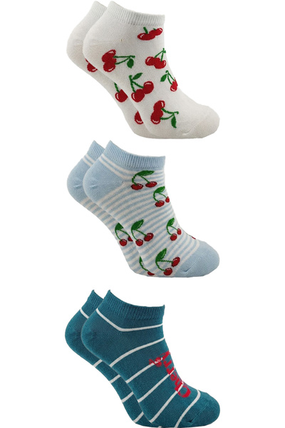 KARDEŞLER ÇORAP Women's Cotton Booties Socks Colorful 3-Piece Pack