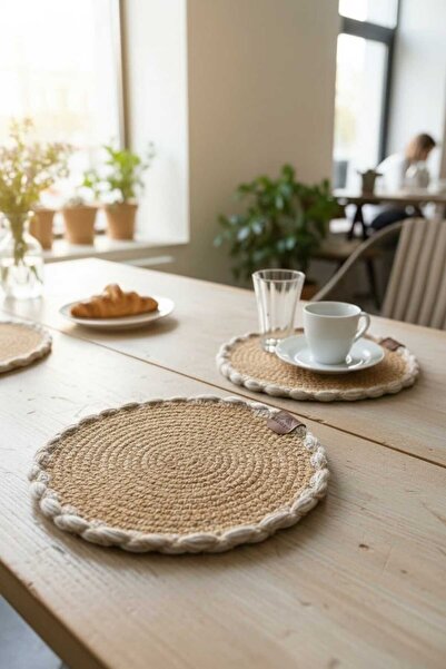 home inn Örgü Model Kahve Sunumluğu 2’li Set 23 Cm – El Yapımı Bardak Altlığı...