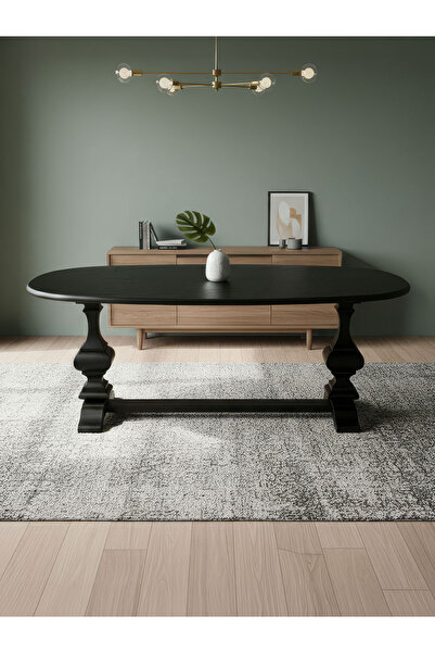 Gazzini Furniture Orleans Fransız Still Oval Ahşap Yemek Masası 90x180
