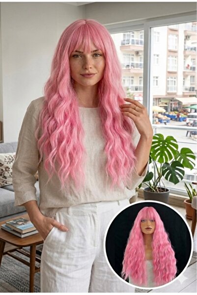 Makromehome Vip Seri Pembe Dalgalı Doğal Görünümlü Isıya Dayanıklı Peruk
