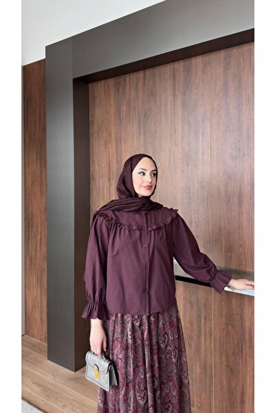 salisburys Γυναικείο πουκάμισο Molly Nelly με βολάν στο γιακά και στις μανίκια