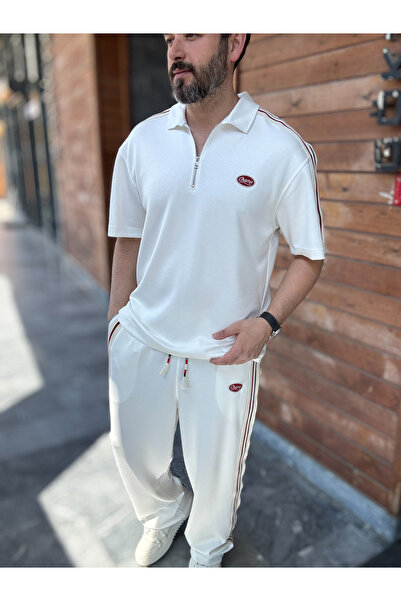 BYBASICMAN Бяла тениска с половин цип White Champ RES-1080