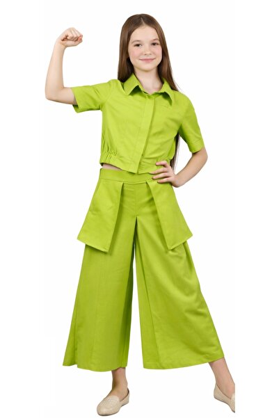İrem Çocuk Giyim Girl's Wide-Leg Ankle-Length Trousers with Pocket Bag Model,...