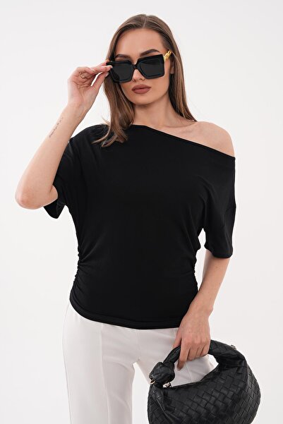 ŞİMAL Women's Oversize Blouse with Gathered Side Detail 260448