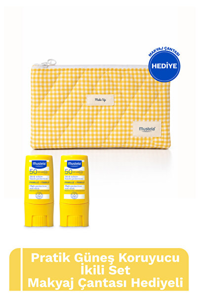 Mustela Pratik Güneş Koruyucu İkili Stick Set- Makyaj Çantası Hediyeli