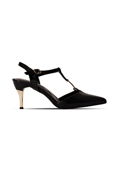 Lal Shoes & Bags Γυναικεία παπούτσια με χρυσό τακούνι και λεπτομέρεια από πέτ...