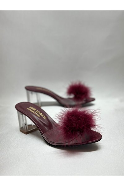 mee looa'n collection Transparent Fur Slippers