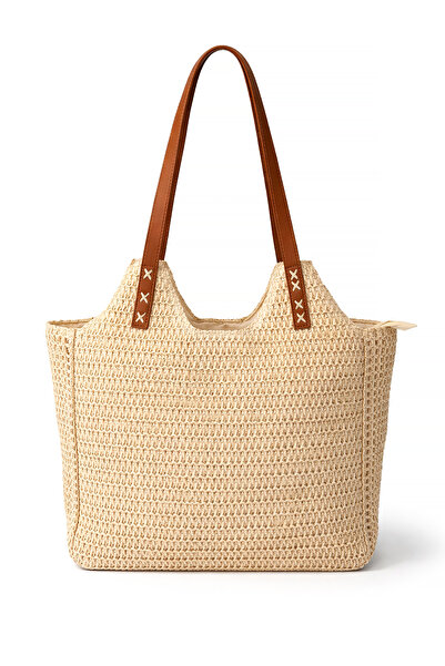 ELATAE Ψάθινη τσάντα παραλίας Γυναικεία τσάντα ώμου Καλοκαιρινή μεγάλου όγκου...