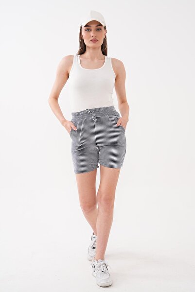 ŞİMAL Women's Striped Patterned Pocket Shorts 260286 -