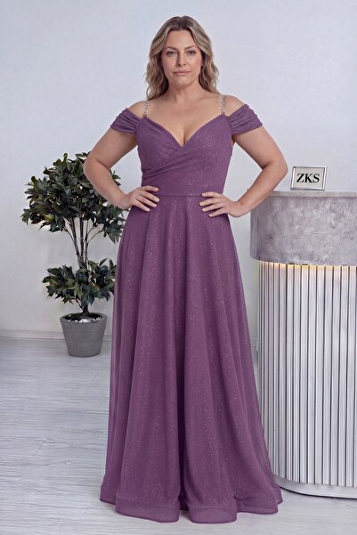 zks grup tekstil Women's Plus Size Long Pleated Double Breasted Off Shoulder ...
