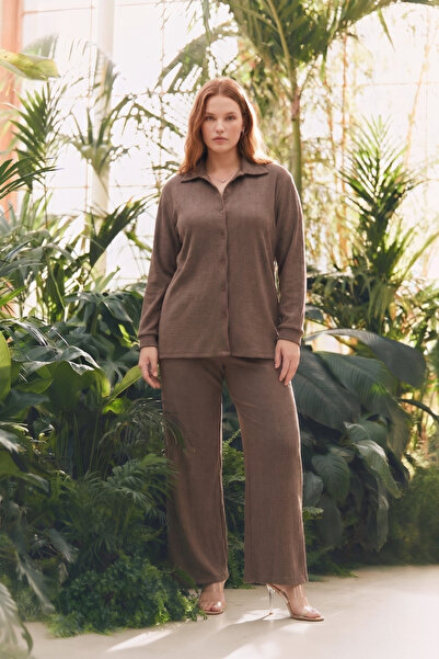 Elisho Shirt Collar Wrinkle Fabric 2-Piece Set