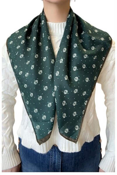 BYYEŞO Φουλάρι με Μίνιμαλ Λεπτομέρεια Φύλλων 65*65 Πράσινο