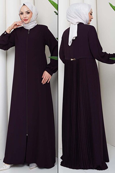 hafsamina Pleated Back Ferace Purple Hm2906