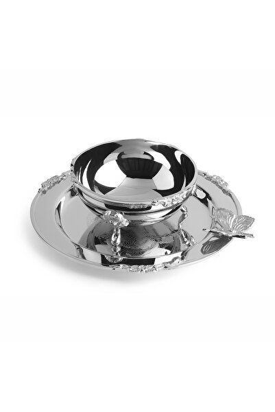 Lucky Art Decorative Stainless Steel Bowl and Tray Set 20 cm