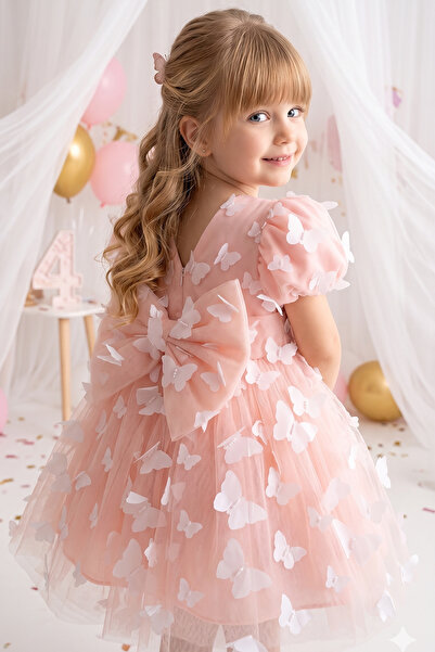ALYRA Κοριτσίστικο 3D φόρεμα πριγκίπισσας από τούλι με πεταλούδες και φιόγκο ...