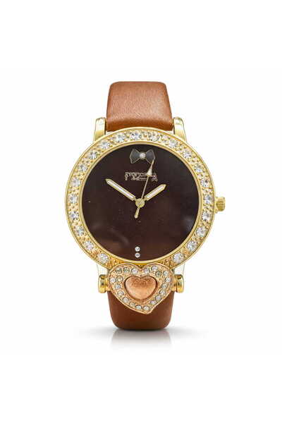Francesca di Geneva Γυναικείο ρολόι, καφέ, μοντέλο καρδιάς.