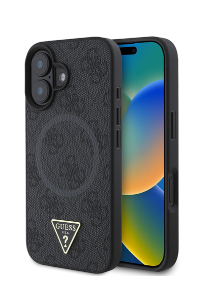 Guess iPhone 16 Kılıf Orjinal Lisanslı M-safe Şarj Özellikli Siyah Telefon Kı...