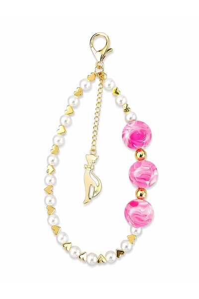 alcdesing Pink Polka Dot White Hearts Printed Bag Accessory
