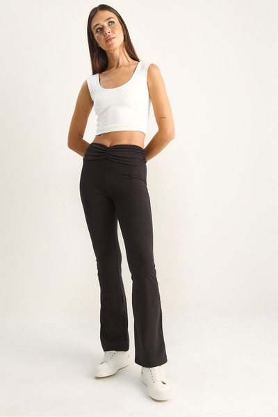 Bianco Lucci Women's High Waist Drawstring Detailed Spanish Leggings Ot261055...