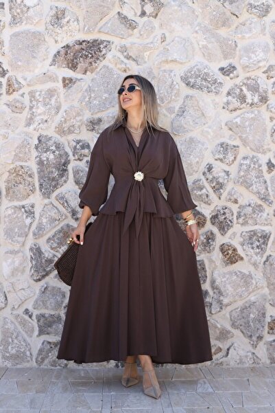 bytugcekaya Καφέ Σετ Φούστας με Πόρπη Sun Buckle