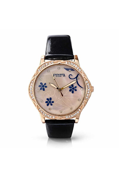 Francesca di Geneva Γυναικείο ρολόι, Μαύρο, Με σχέδιο λουλουδιών