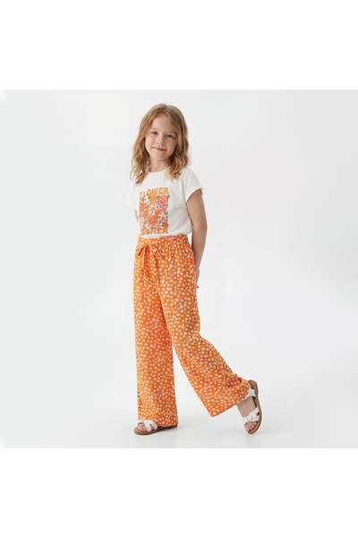 Yağmur Giyim Minijon Patterned Viscon Pants Short Sleeve Girl's Set 4-12 Year...