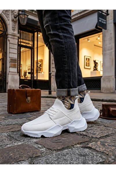 BESKAR 403 Αθλητικά παπούτσια με μαλακή υφή και ψηλή σόλα σε λευκό χρώμα