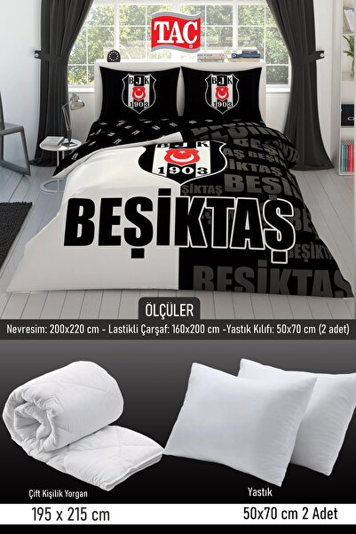 Taç Σετ Κλινοσκεπασμάτων Beşiktaş Parçalı Logo Διπλό 7 Τεμαχίων - Παπλωματοθή...