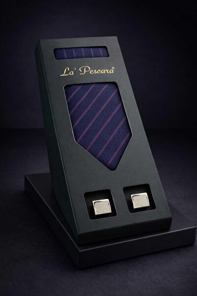 Kravatkolik Σετ δώρου για άνδρες με κλασικό μανικετόκομπο και μαντήλι σε μπλε...