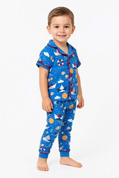 dinamik çocuk Σετ καλοκαιρινών πιτζαμών με θέμα τη θάλασσα για αγοράκια/παιδι...
