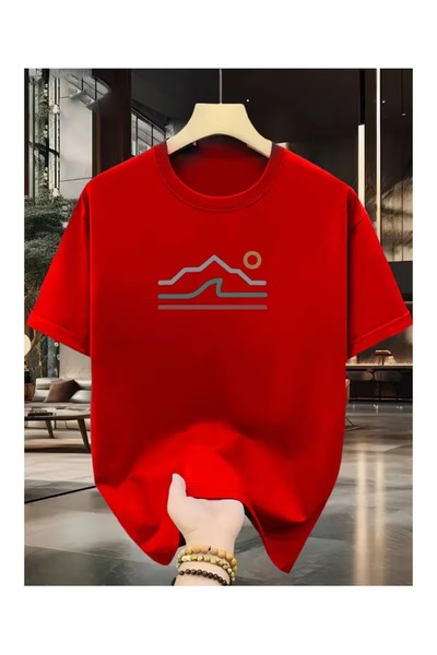 By Layina TRICOU UNISEX OVERSIZE CU IMPRIMARE PEISAJ CU DUNGĂRI