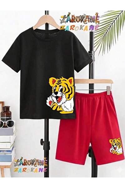 ZAROKANE Yandan Aslancik Printed Top and Shorts/T-Shirt Two-Piece Summer Chil...
