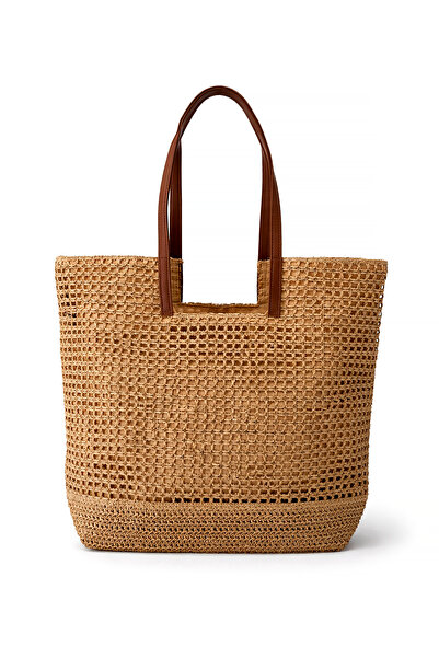 ELATAE Ψάθινη τσάντα παραλίας Γυναικεία τσάντα ώμου Καλοκαιρινή μεγάλου όγκου...