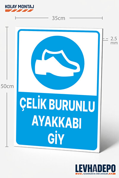 LEVHADEPO (EAK20) Çelik Burunlu Ayakkabı Giy İş Güvenliği Uyarı ve Yönlendirm...