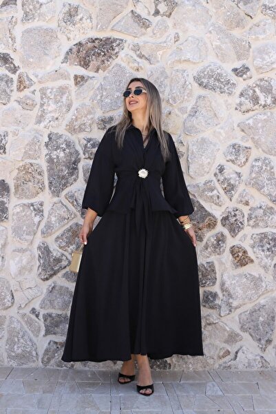 bytugcekaya Black Sun Buckle Skirt Suit