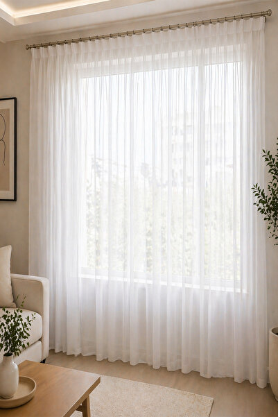 perdra Τούλι Μεταξωτό Κρεπ Κουρτίνα ανά Μέτρο 330 εκ. Χωρίς Πιέτες