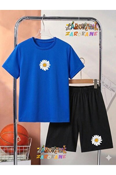 ZAROKANE Tek Papatya Printed Top and Shorts/T-Shirt Two-Piece Summer Children...